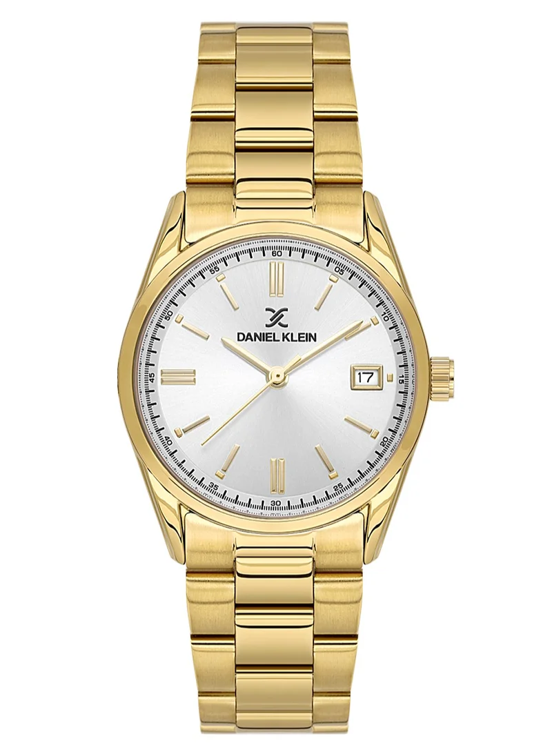 DANIEL KLEIN Women's Stainless Steel Gold Alloy Case Analog Silver Round Sunray Dial Japanese Quartz Premium 30 Meters Water Resistant